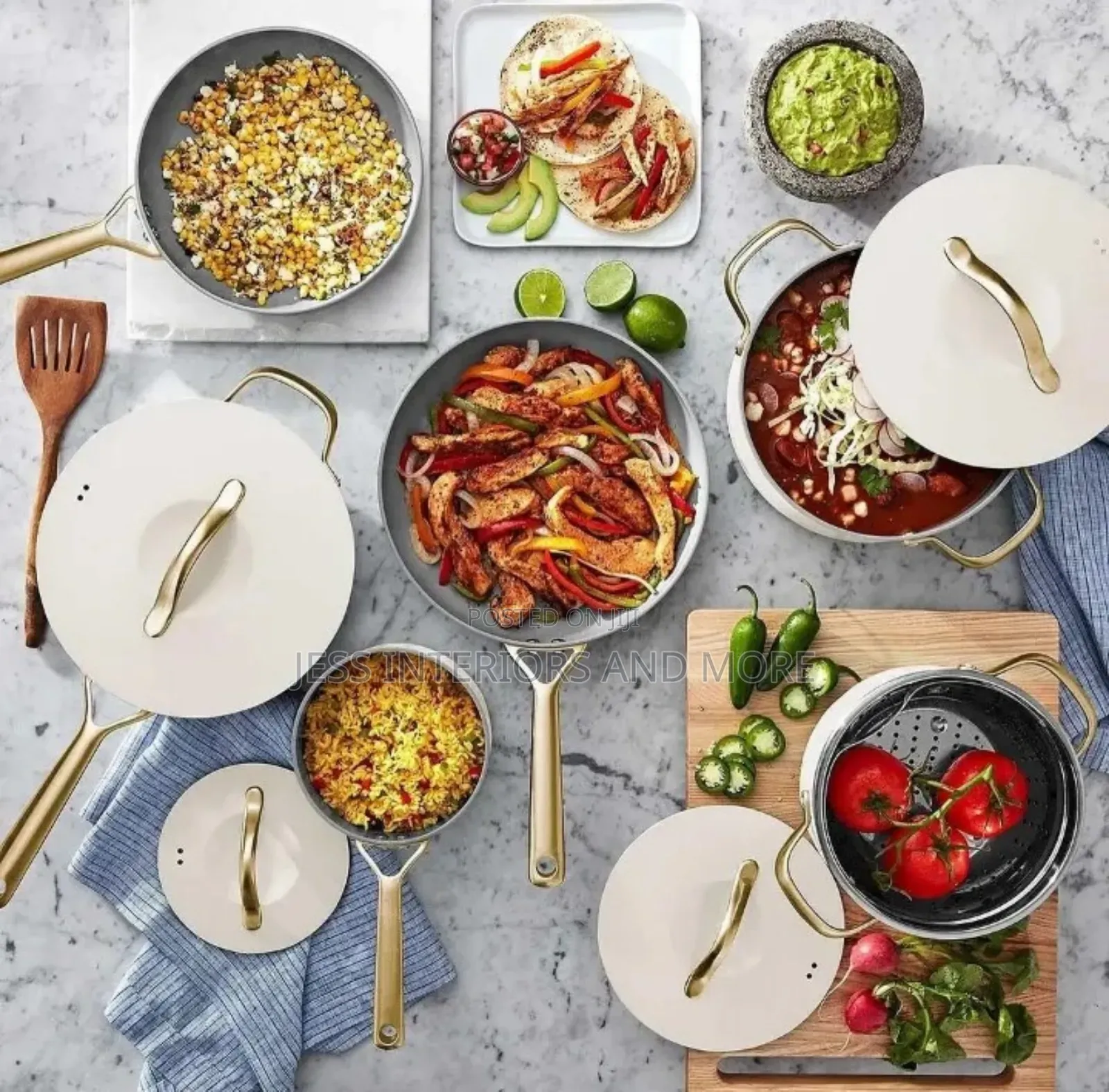 Member's Mark 11-Piece Modern Ceramic Cookware Set -Cream