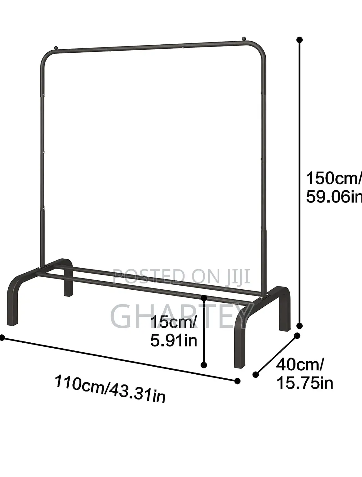 Metal Clothing Rack Single Rod Black