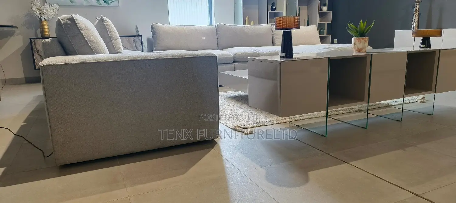Corner Sofa (Mineral Grey Fabric) With Recliner