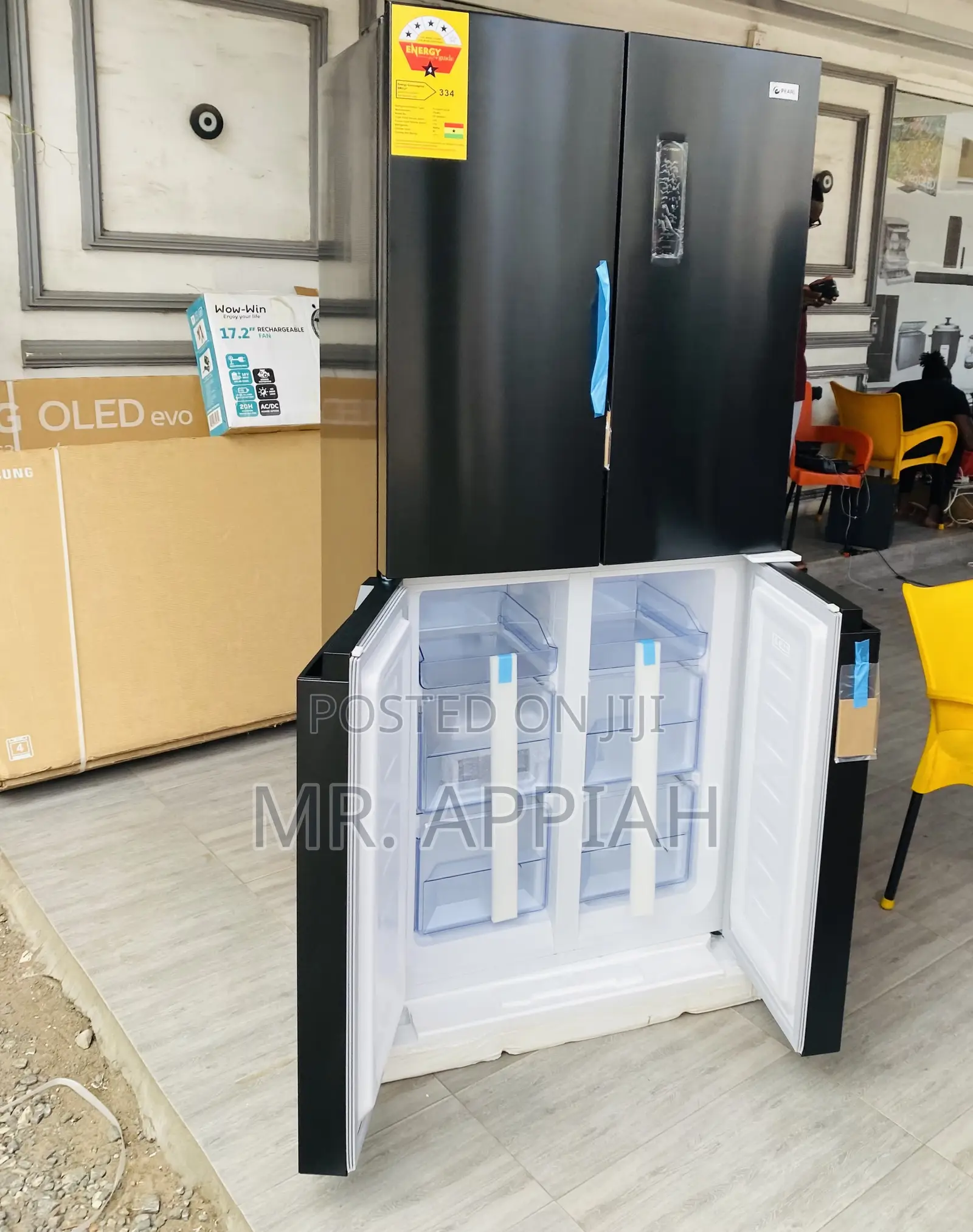 Sleek Pearl PF-550BSS 337L Side by Side Electric Fridge.
