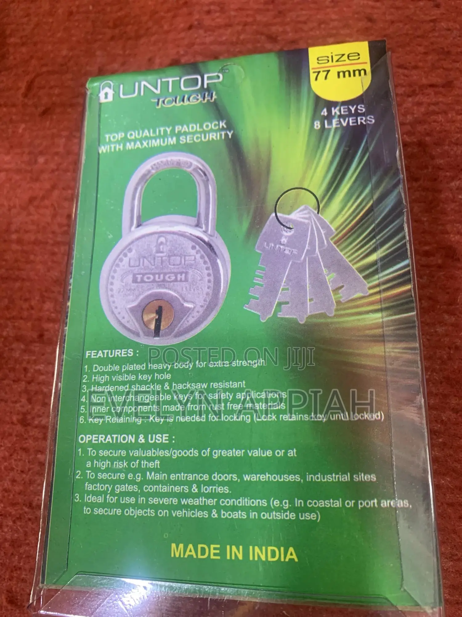 Untop Tough 77mm Padlock