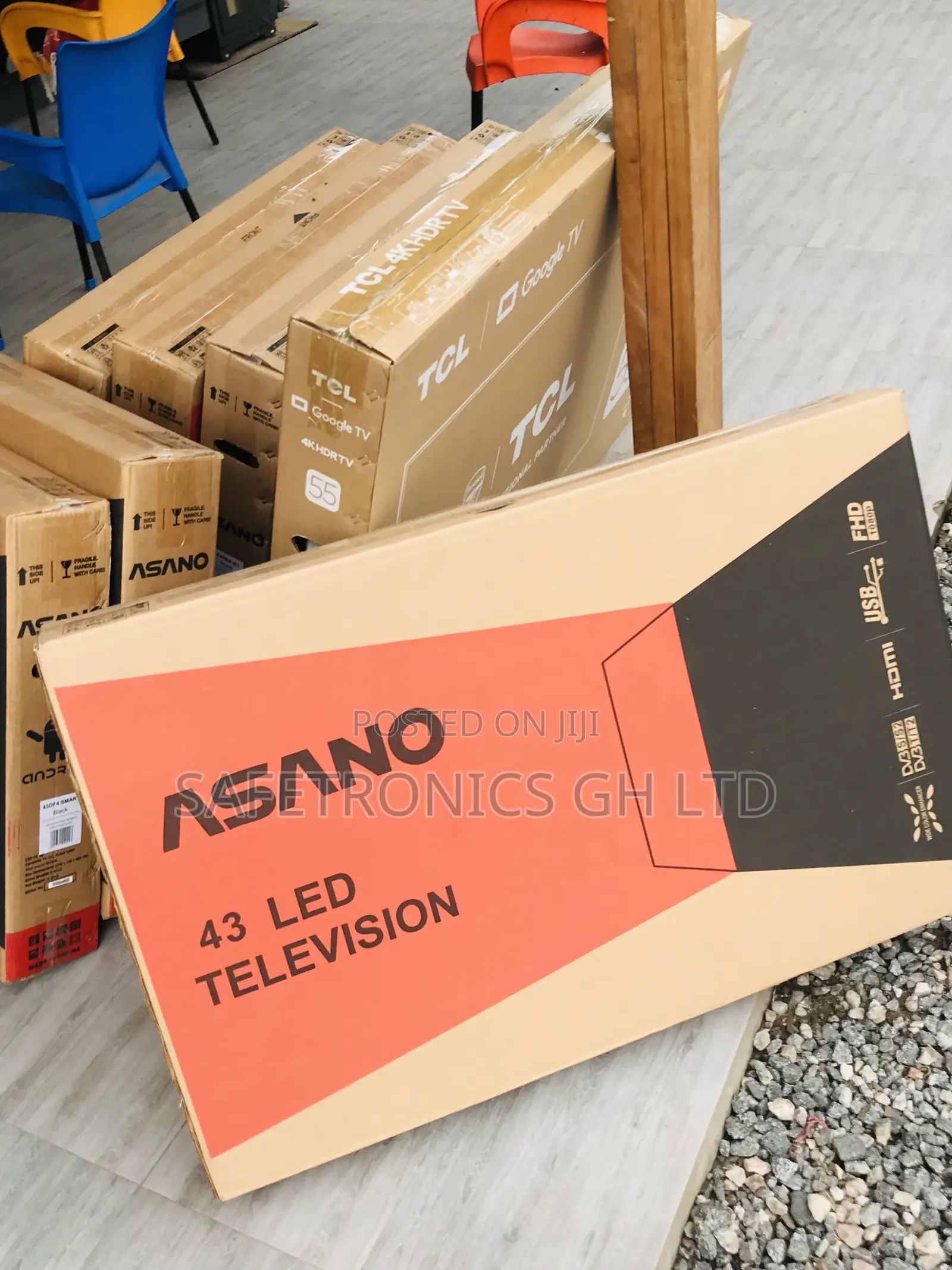Boxed (Black) 43 Inch Digital Satellite Asano Led Tv