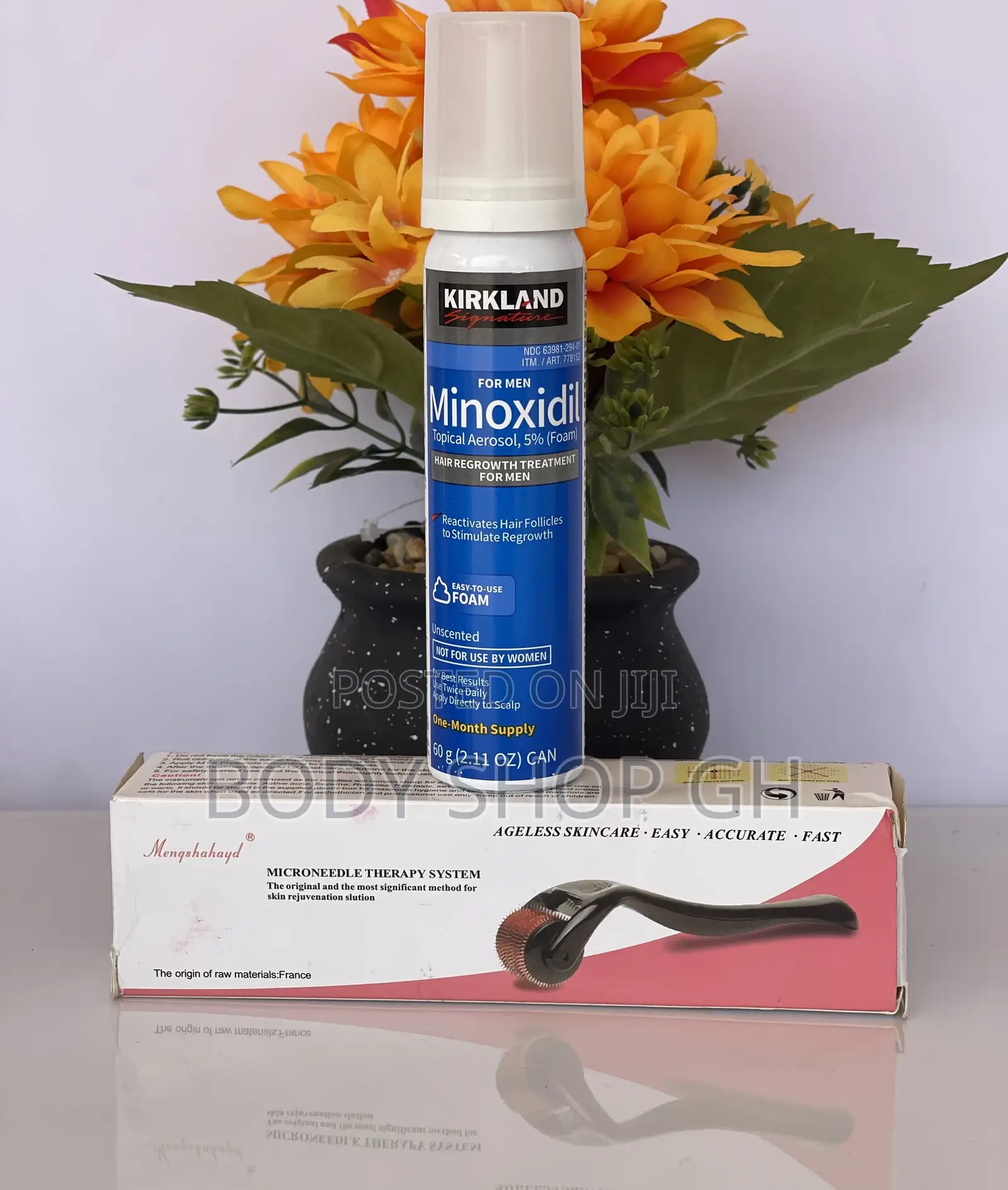 Kirkland Minoxidil Foam + Derma Roller for Beard and Hair
