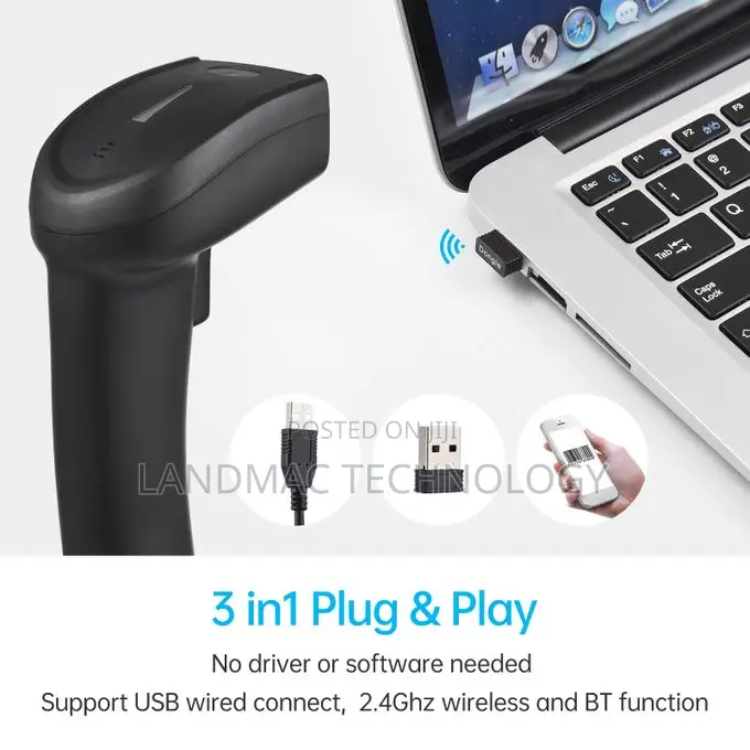 2d Wireless Bt+2.4g Barcode Scanner Handheld Usb Wired 1d