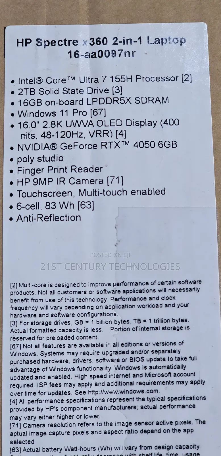 New Laptop HP Spectre X360 16GB SSD 2T