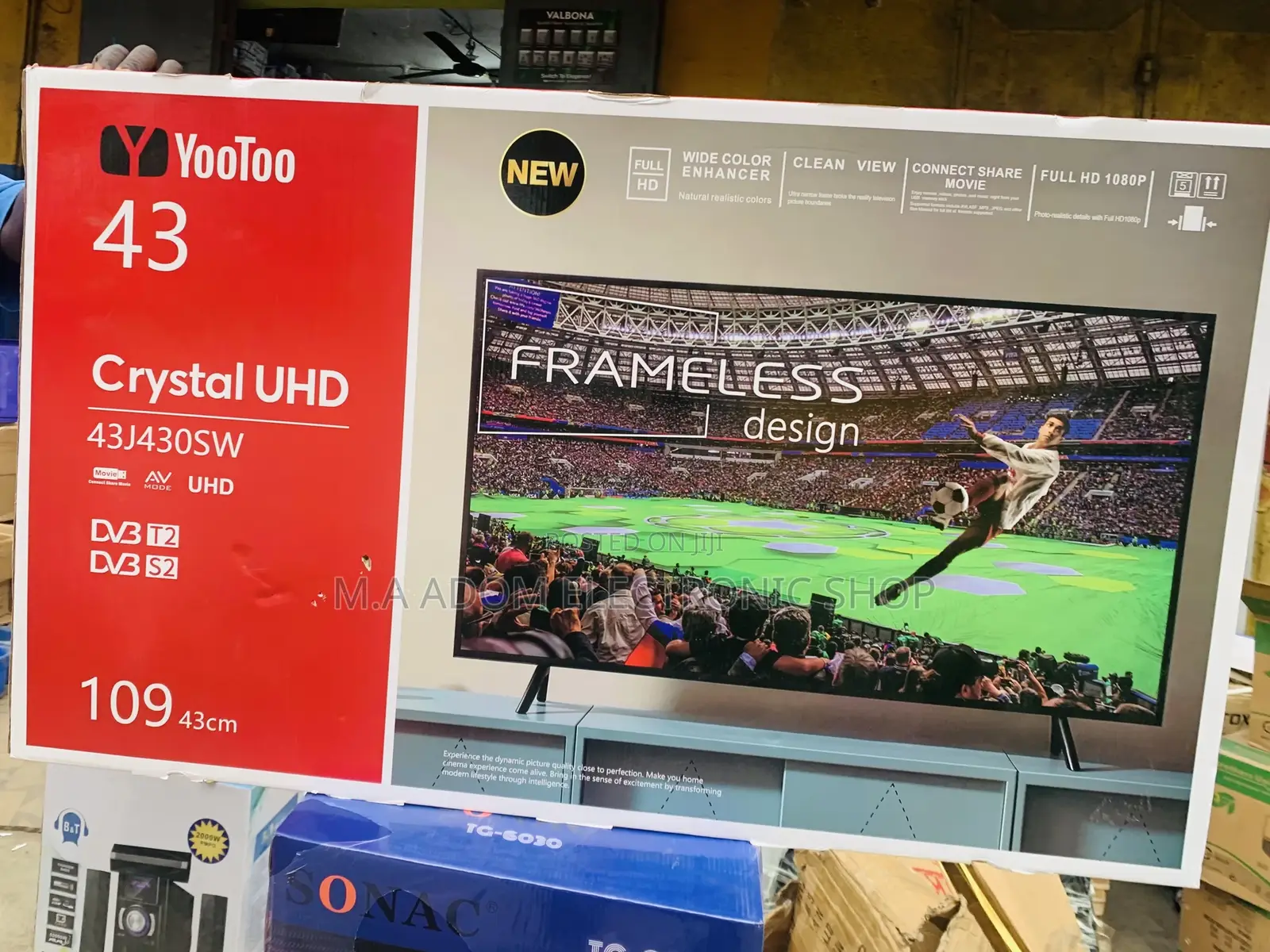 Uniquely Designed Yootoo 43 Inch Crystal Uhd Frameless Tv.
