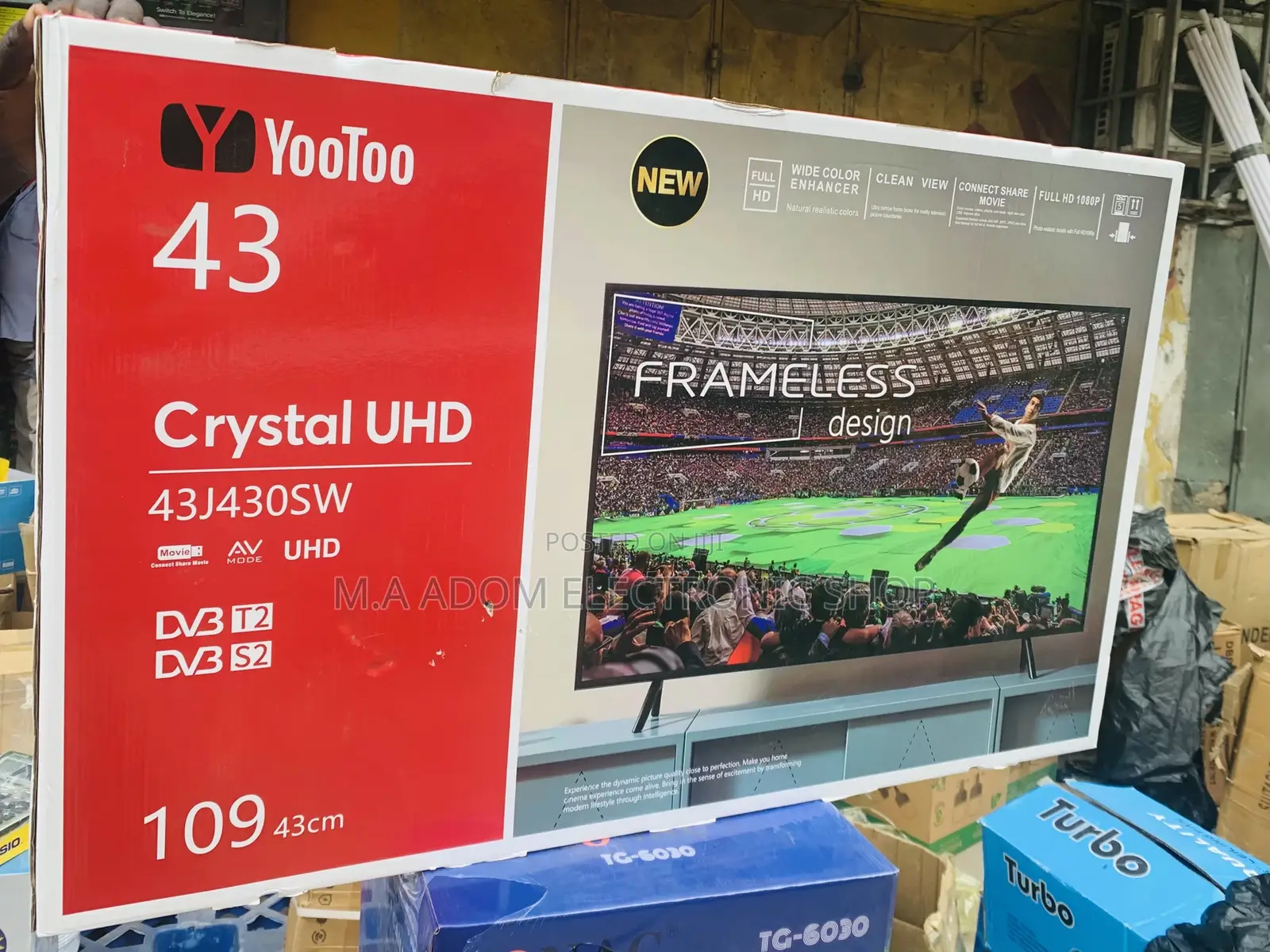Original Yootoo 43 Inch Crystal Uhd Frameless Television.
