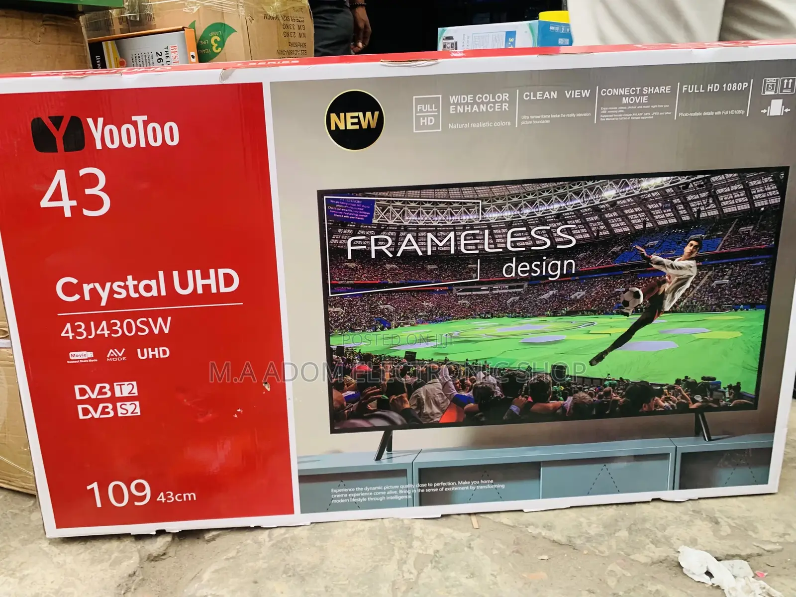 Yootoo 43 Inch Crystal Uhd Frameless Television(Black).
