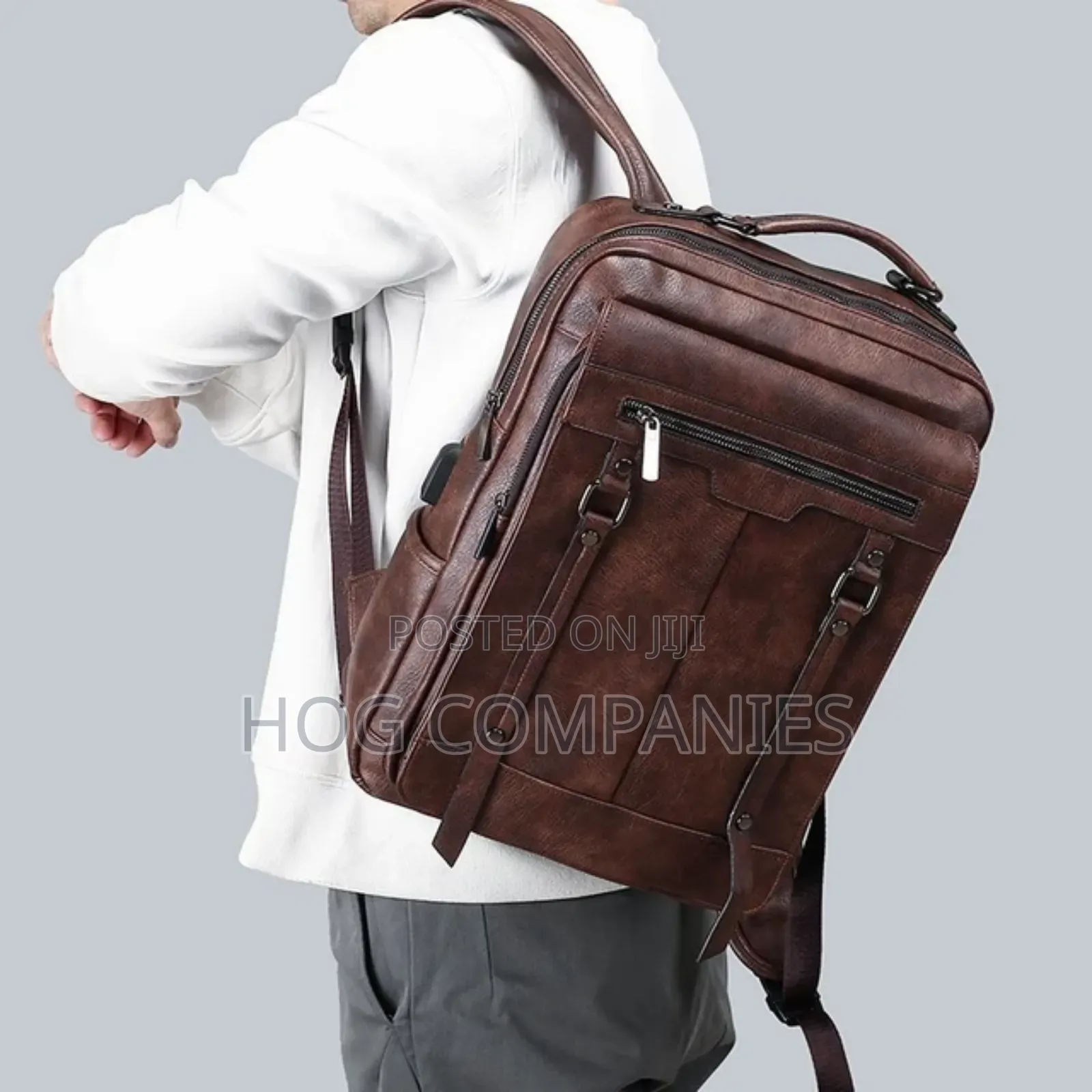 Quality PU Leather Travel Laptop Backpack School Bag