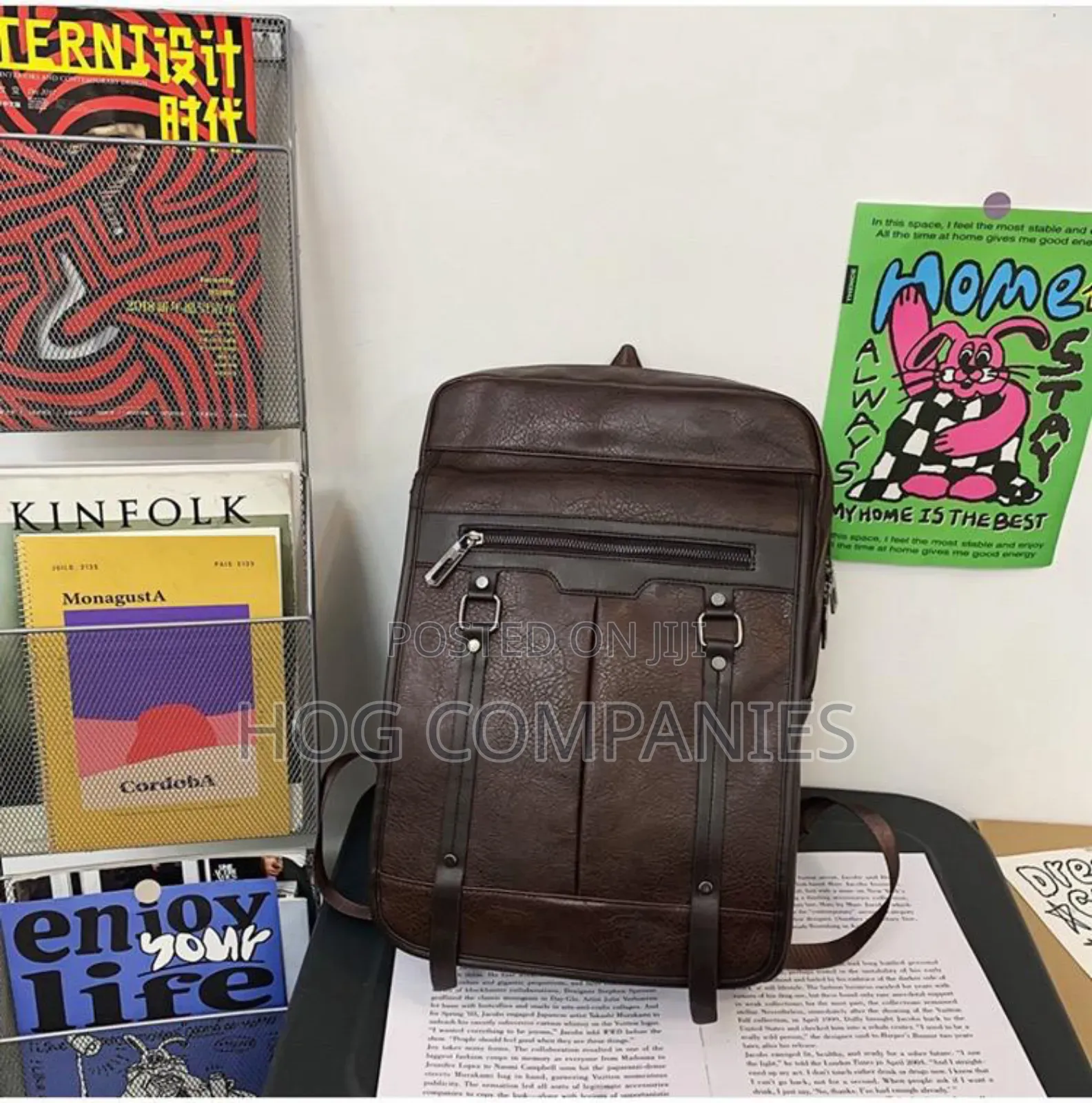 Quality PU Leather Travel Laptop Backpack School Bag