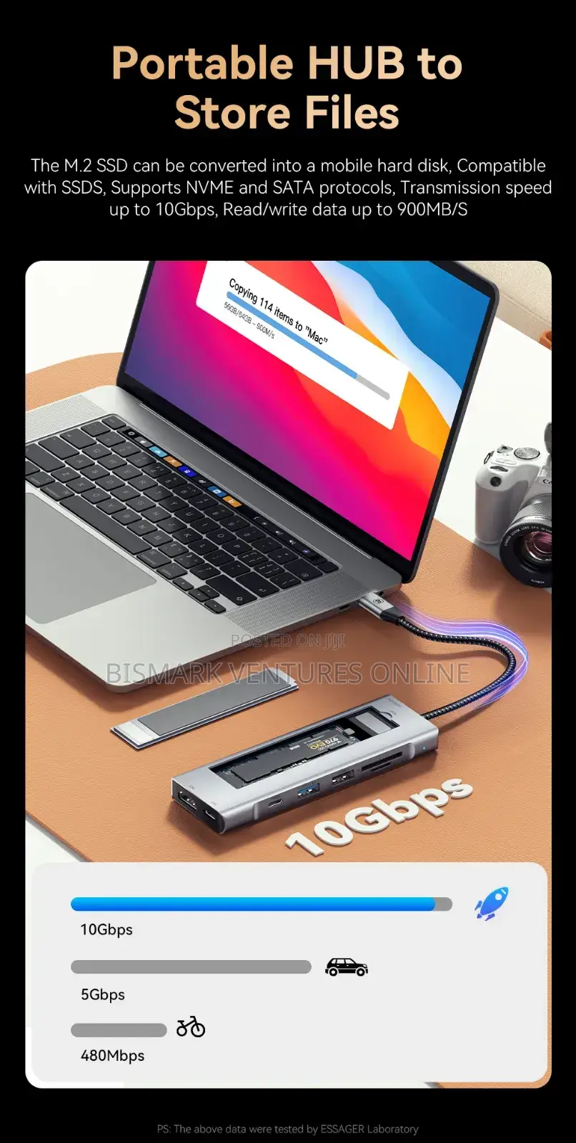ESSAGER 8-in-1 USB-C Hub Integrates M.2 Nvme/Sata SSD.