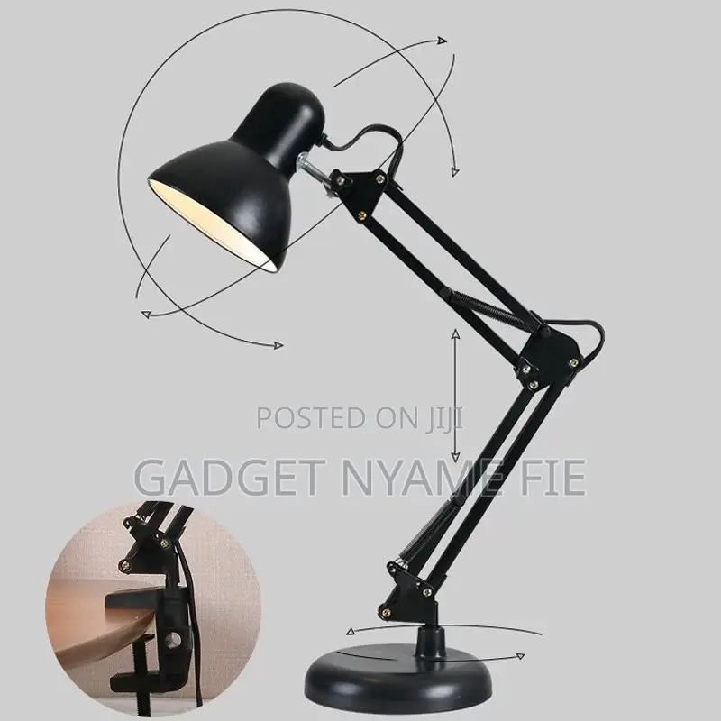 Metallic Long Neck Foldable Desk Top Lamp