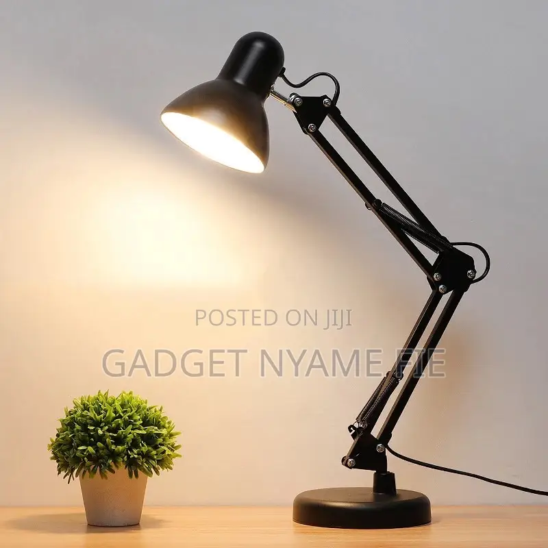 Metallic Long Neck Foldable Desk Top Lamp