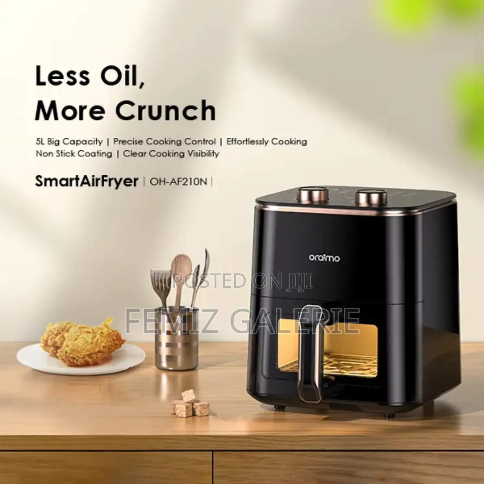 Oraimo Smart Air Fryer 1500w 5l With Visible Cooking Window
