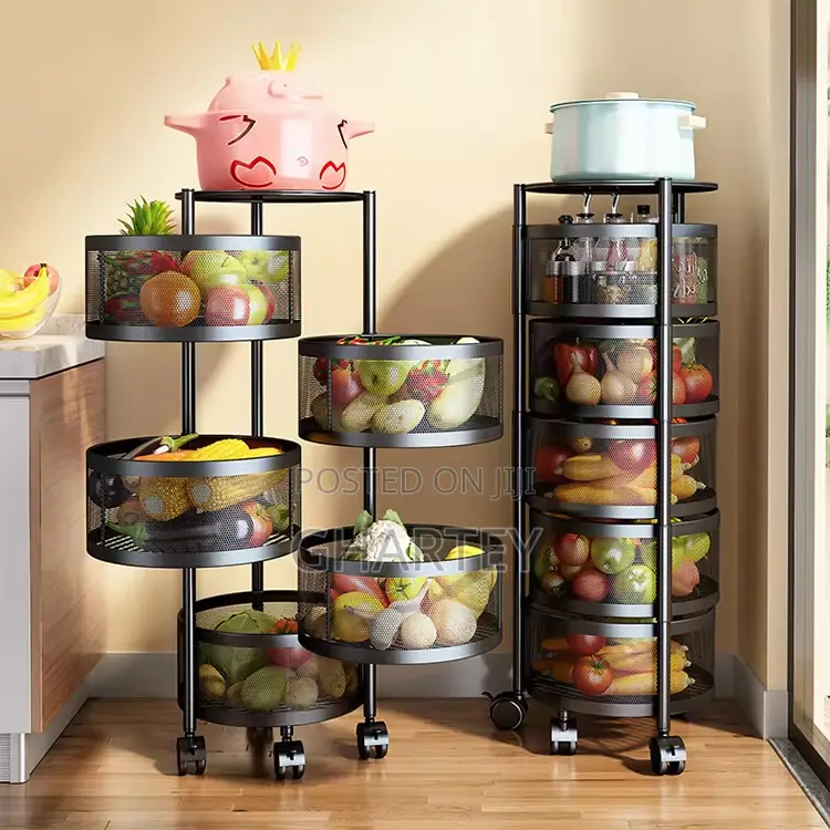Metal Kitchen Rotating Vegetable and Fruit Storage Shelves