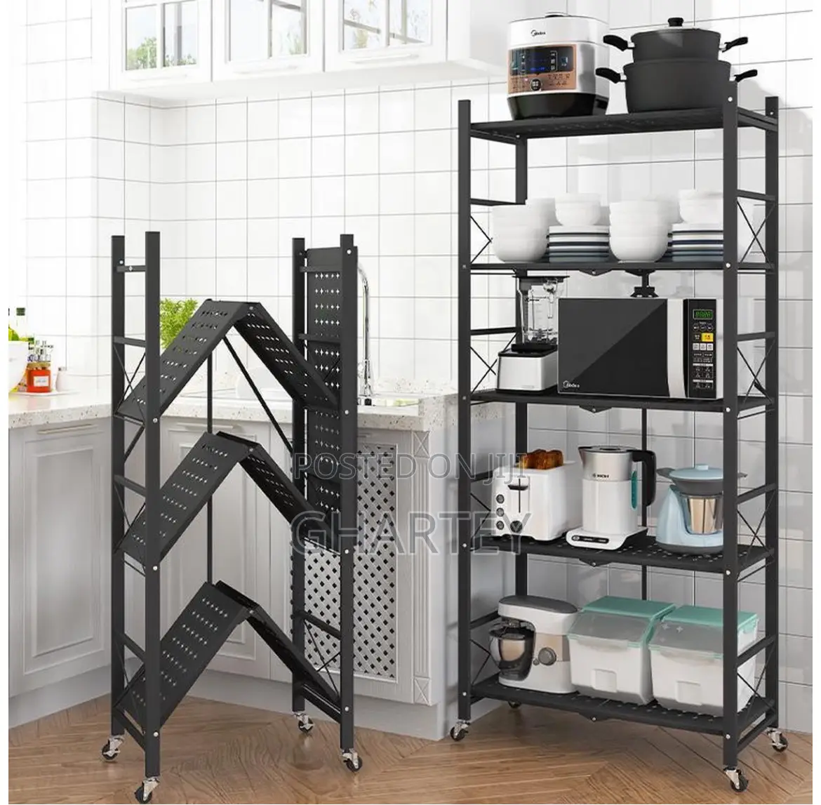 Modern 5 Tier Heavy Duty Foldable Metal Organizer Shelve