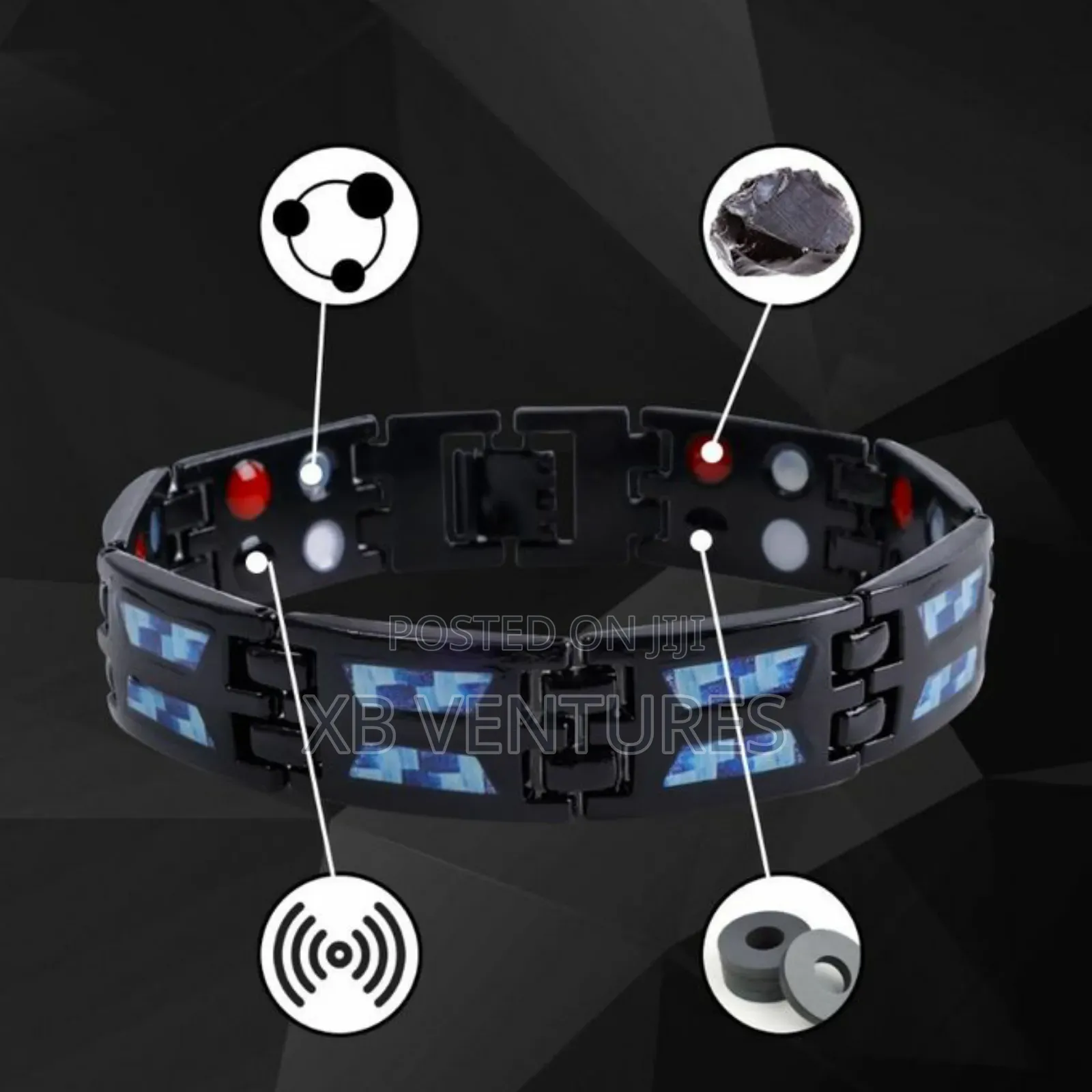 Double Row of Blue Carbon Magnet Bracelet