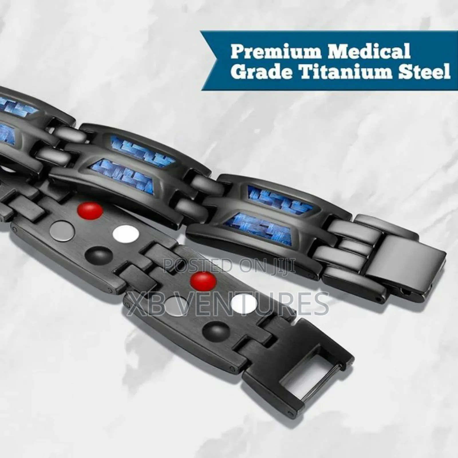 Double Row of Blue Carbon Magnet Bracelet