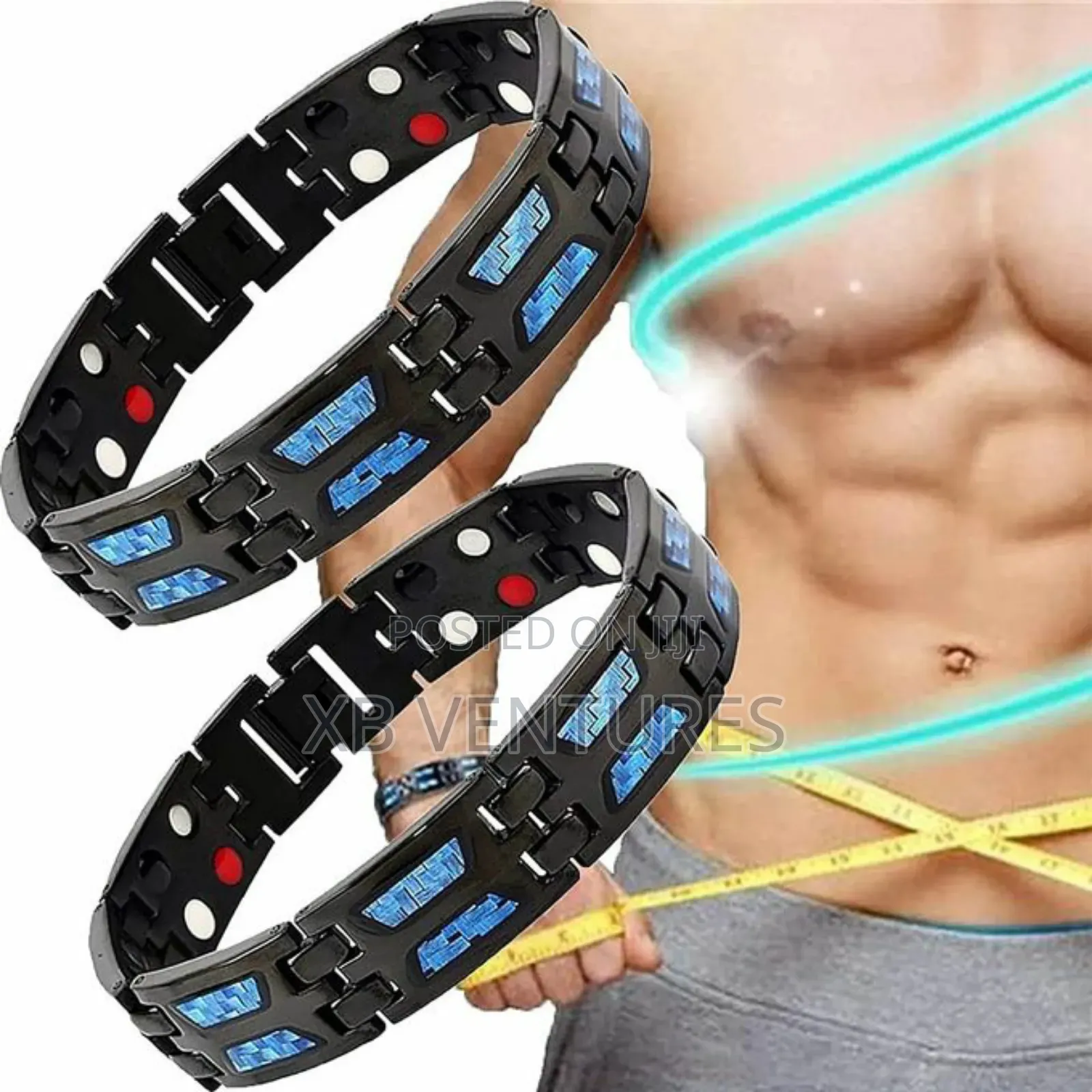 Double Row of Blue Carbon Magnet Bracelet