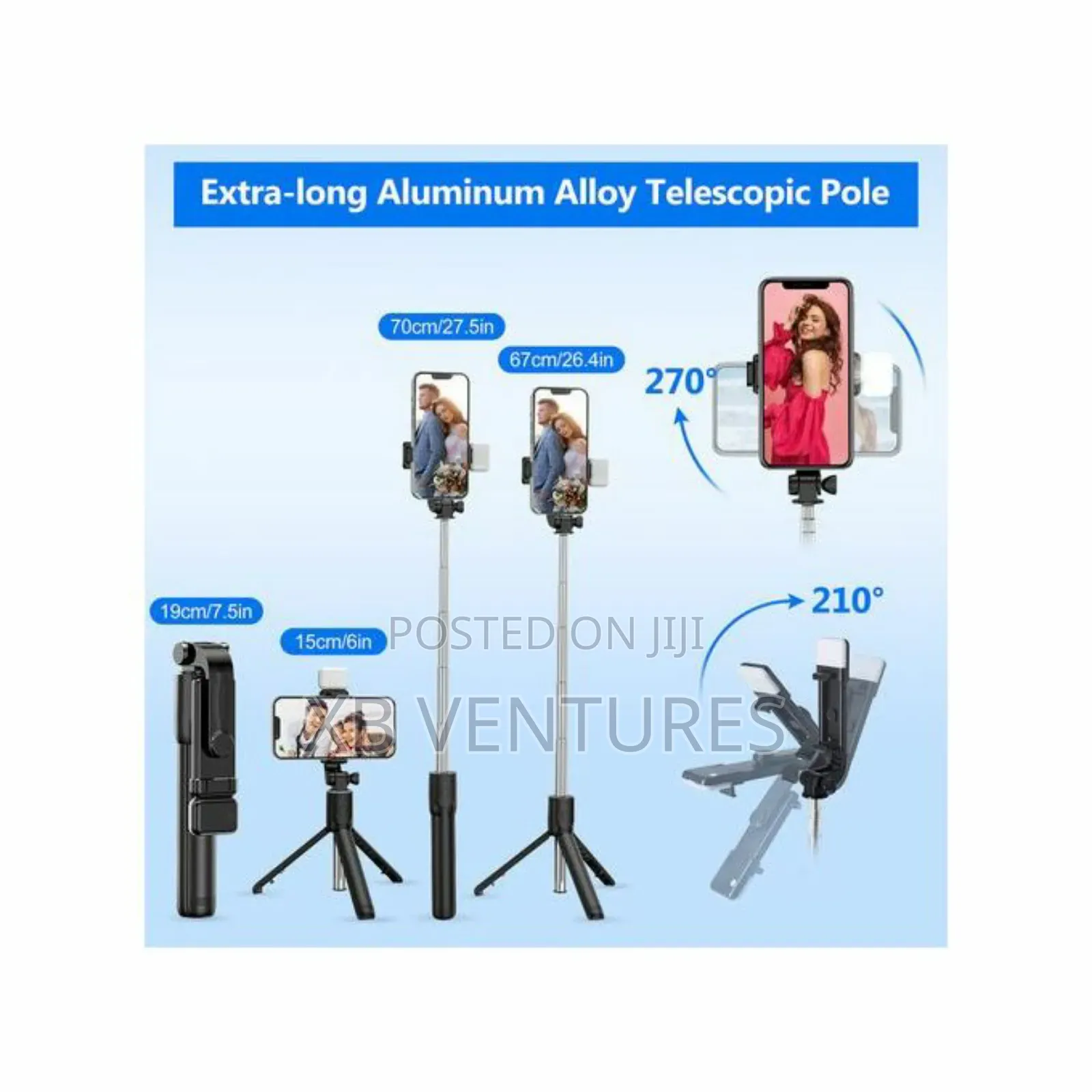 Bluetooth Selfie Stick Tripod + Shutter Remote Control