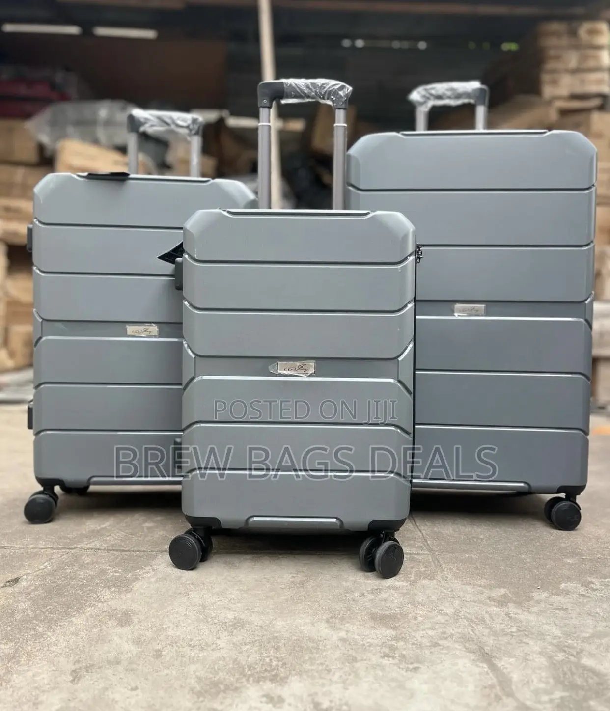 Original Jony Silver Gray 3set Fiber Anticrack Suitcase