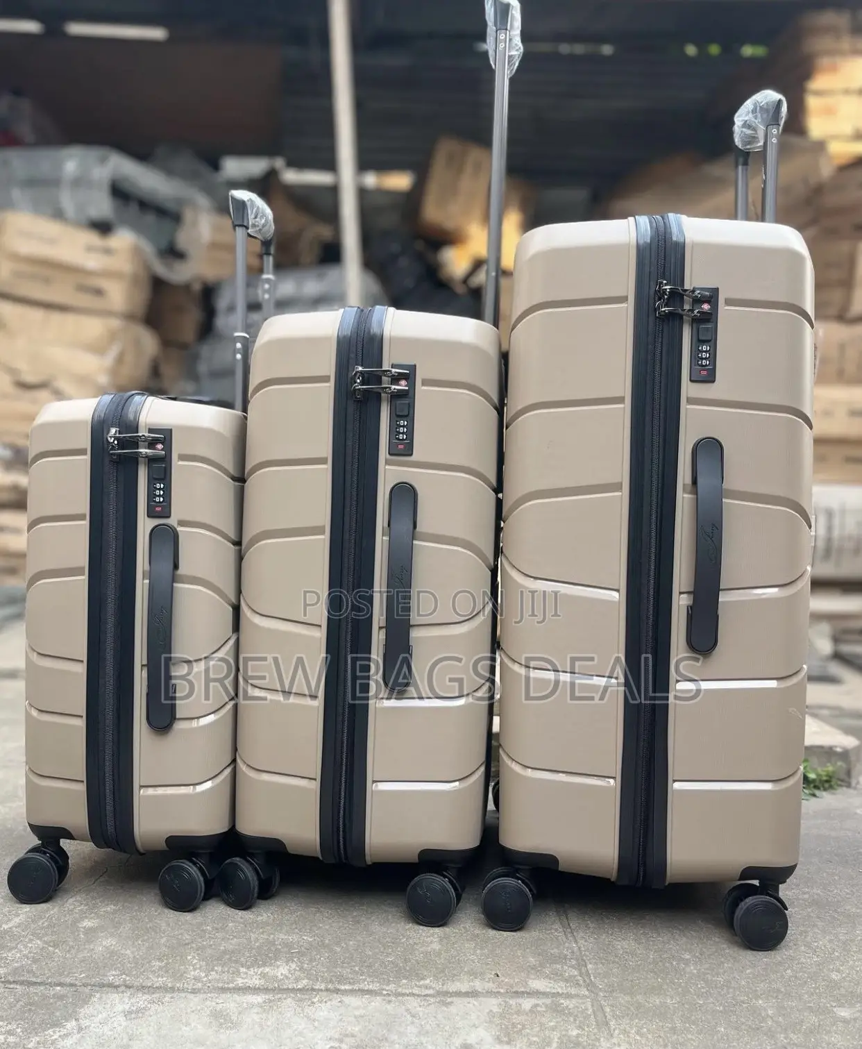 Original Jony Silver Gray 3set Fiber Anticrack Suitcase
