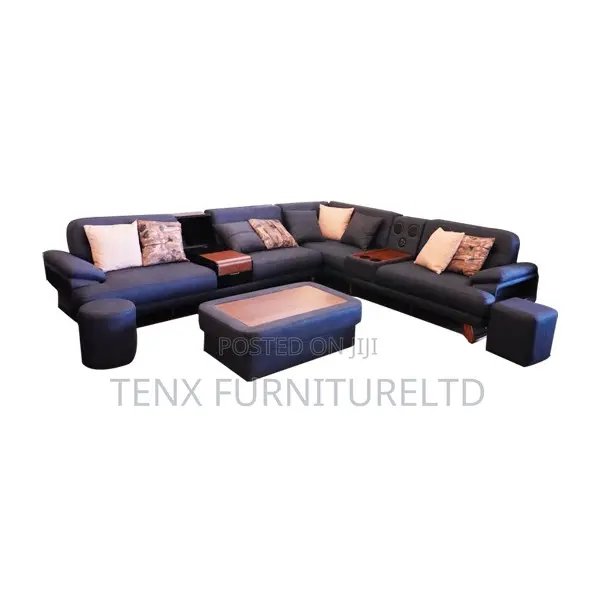 Sofa With Coffe Table and Pouf