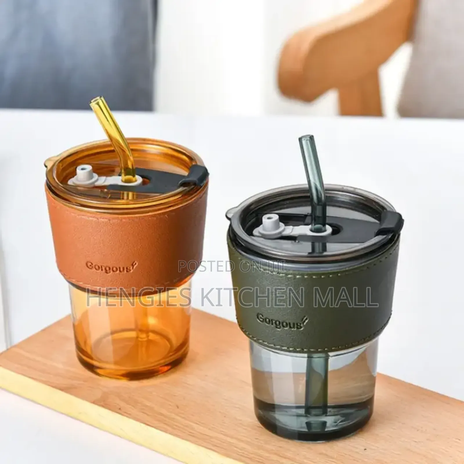 Glass Cup With Straw 400ml