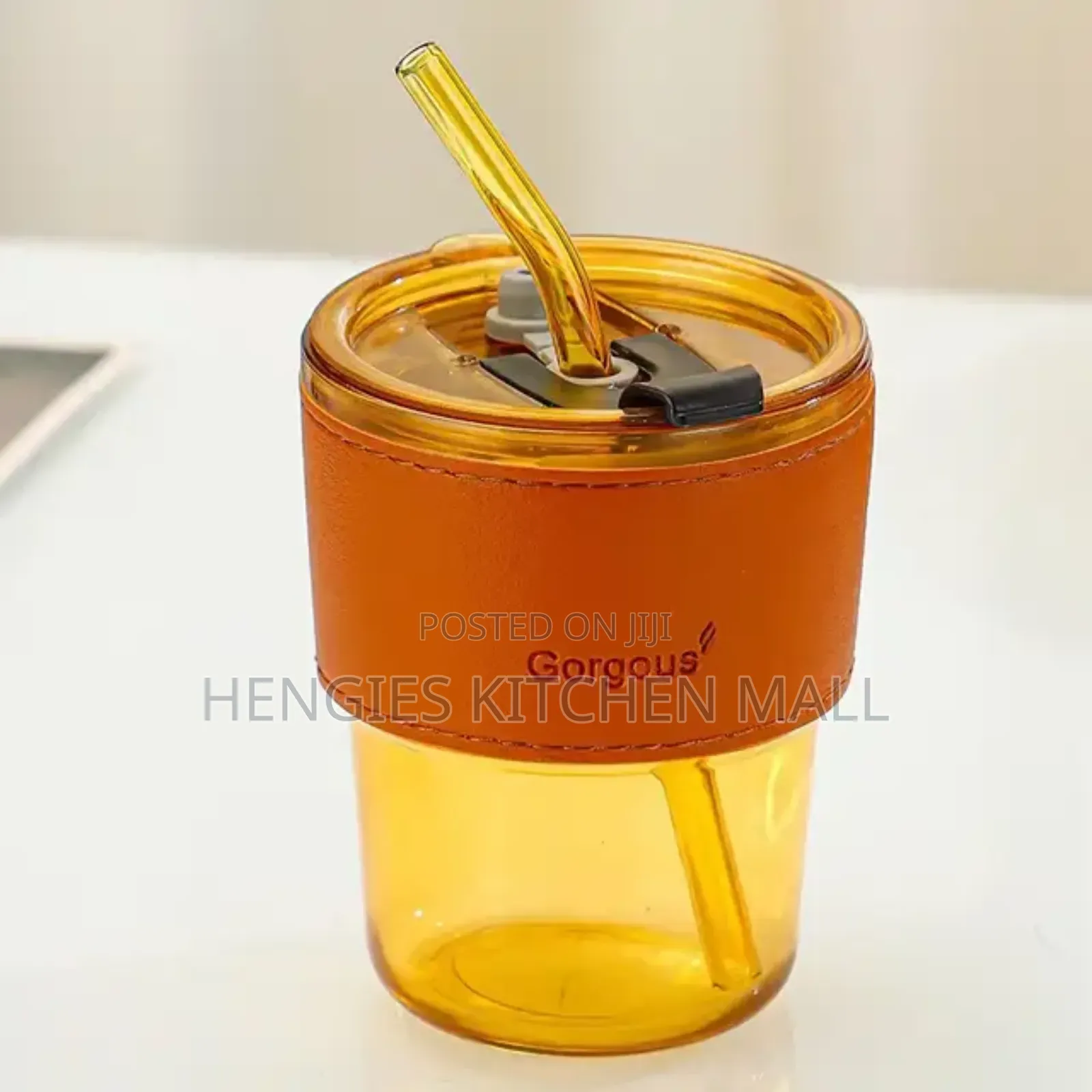 Glass Cup With Straw 400ml