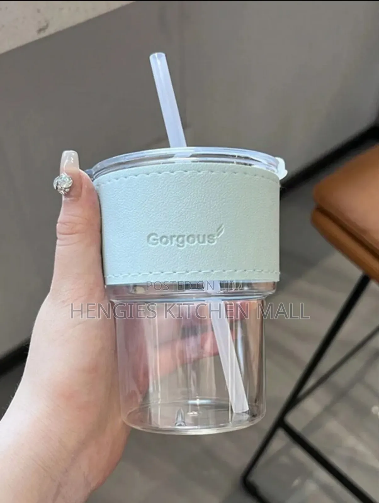 Glass Cup With Straw 400ml