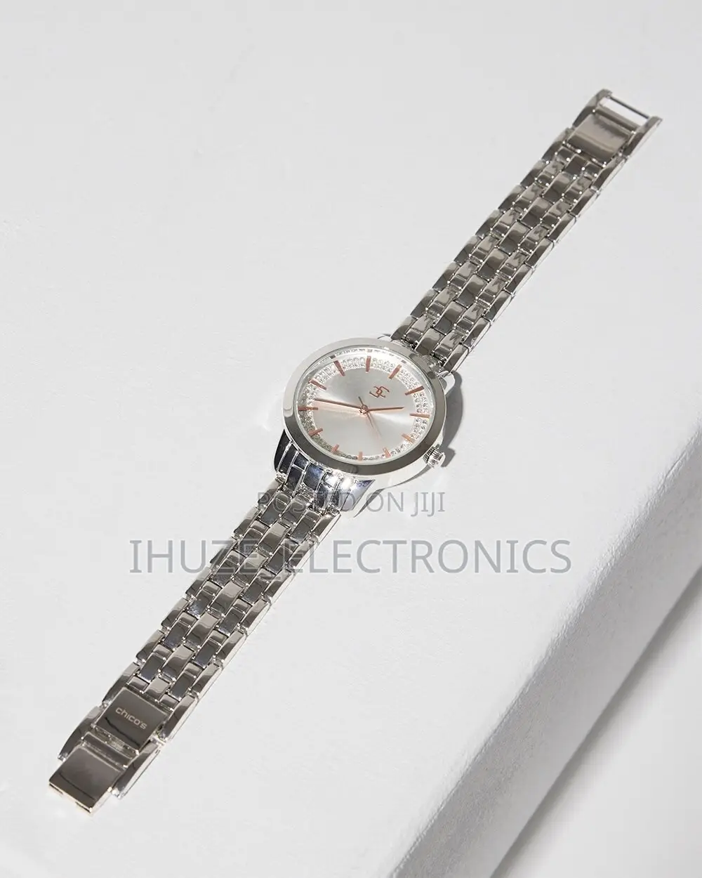 Silvertone Metal Watch With Glitz Face