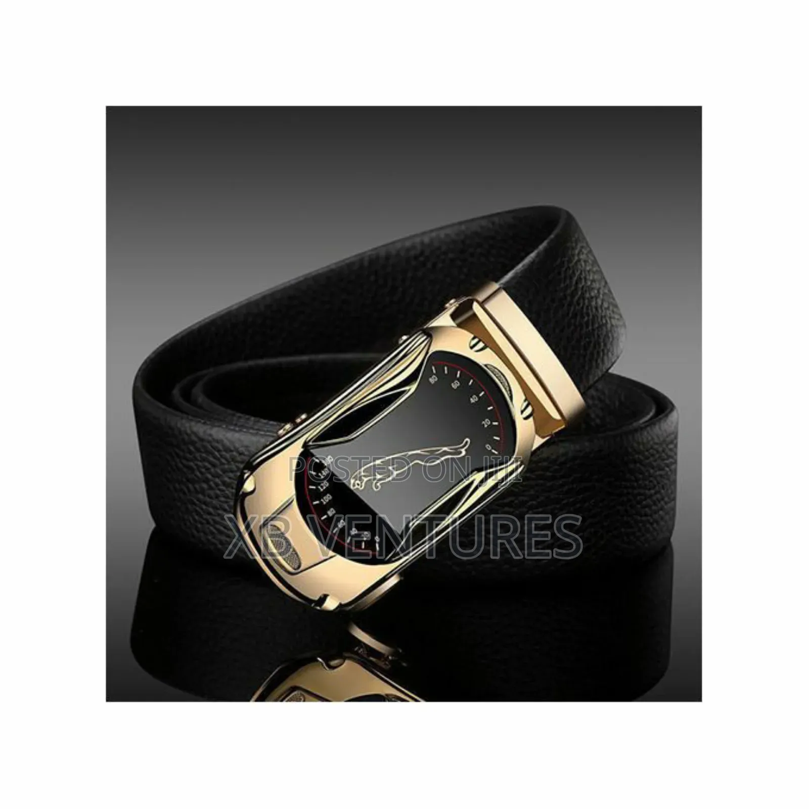 2 PCS Men's Belt Sports Car Leopard Style - Gold + Silver