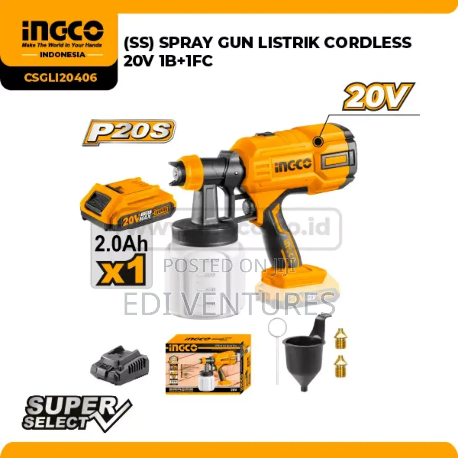 Ingco Cordless Spray Gun 20V 2ah Csgli20406