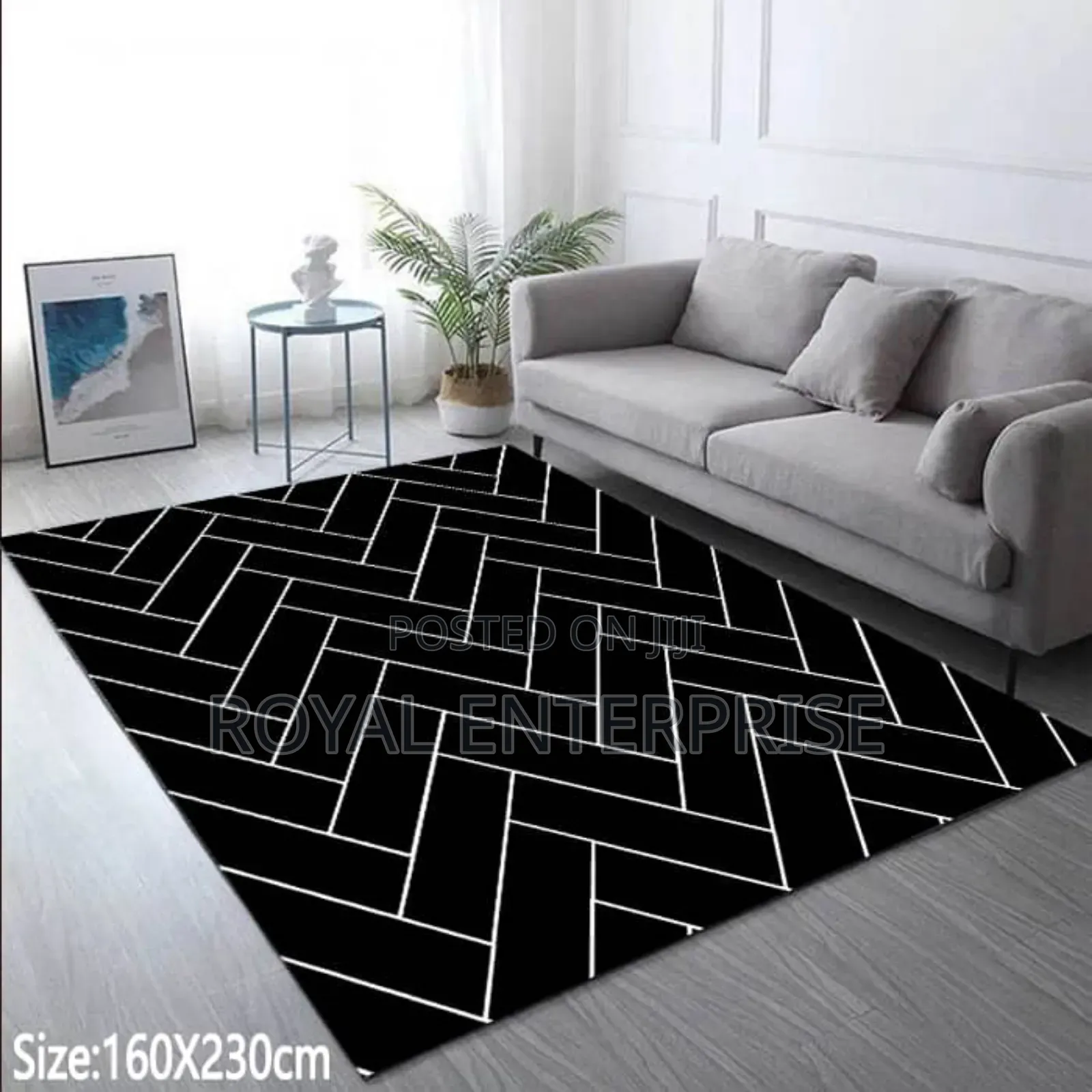 Black and White Striped Living Room Carpet ( 160/230cm )