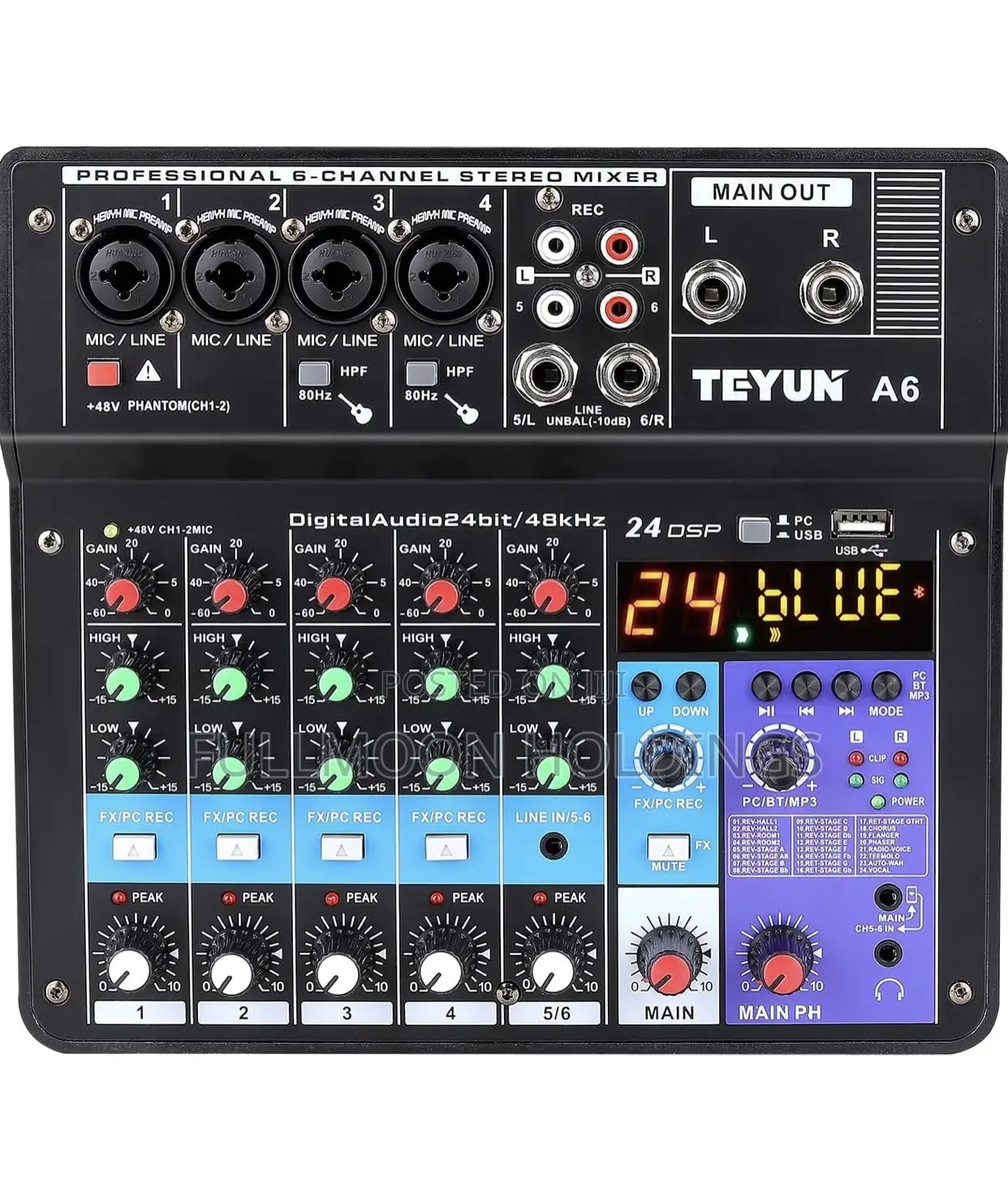 Teyin A6 6 Channels Portable Audio Mixing Console, 48V