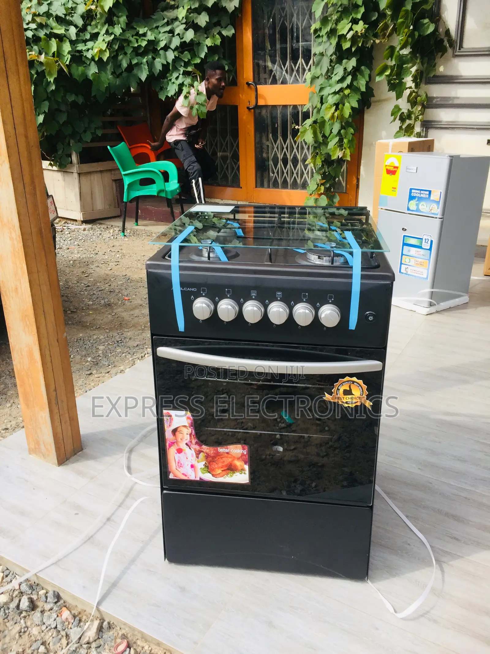 Nice Design Gas Cooker Oven Stove 4burner 50/50 Black.