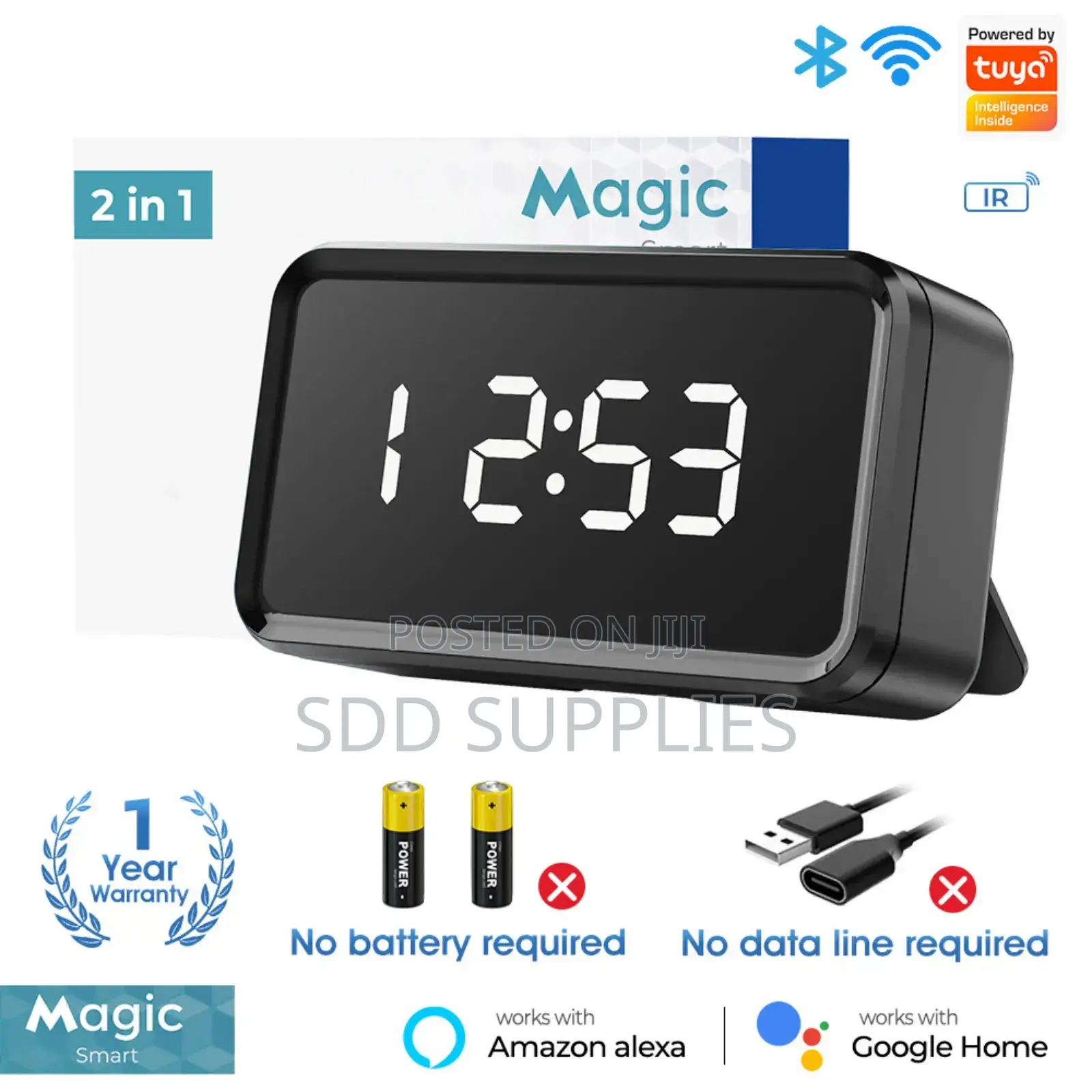 2 in 1 Universal IR Remote With LED Time Display Tuya Smart