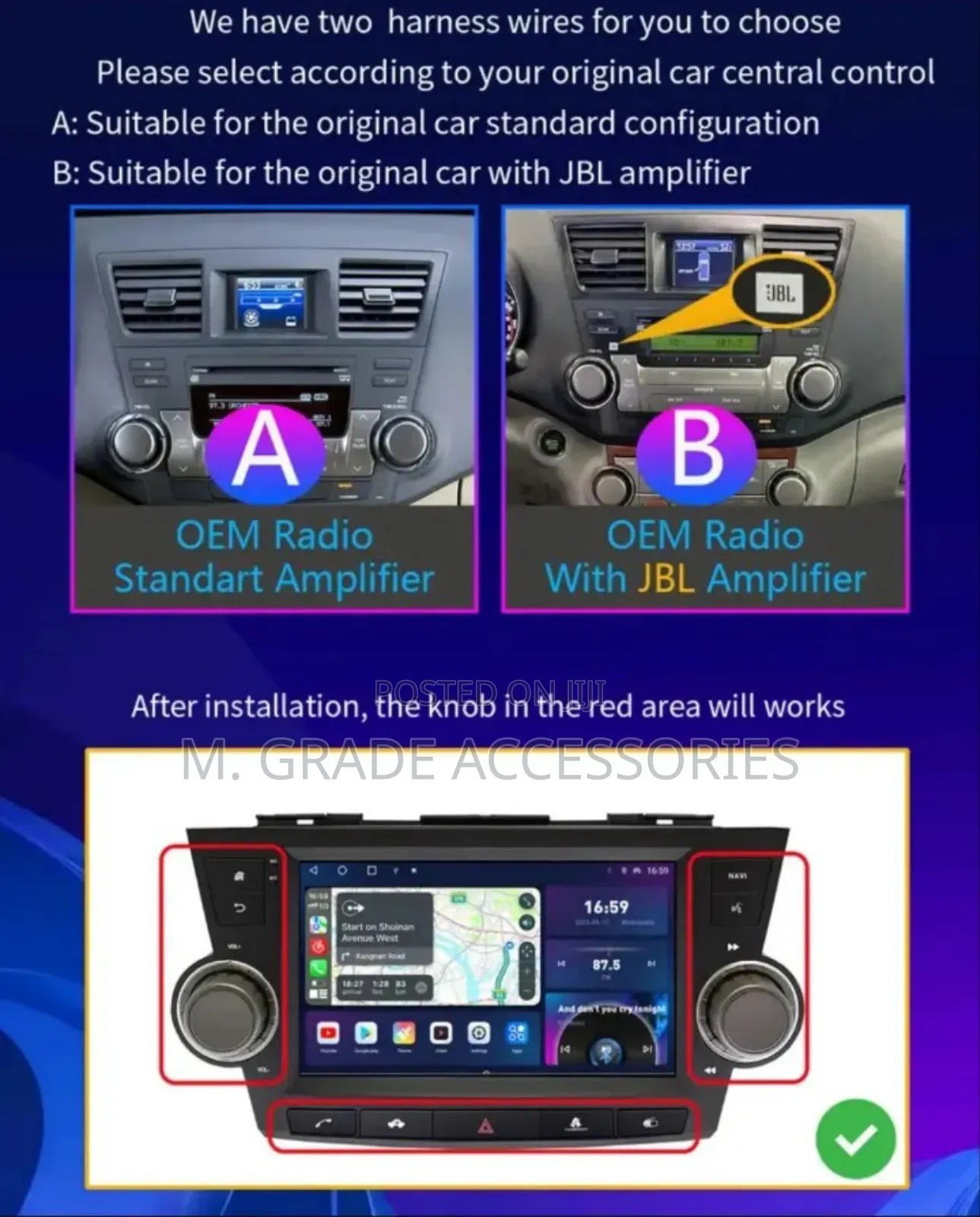 Highlander Radio Apple Carplay Dial Buttons and Amp Work