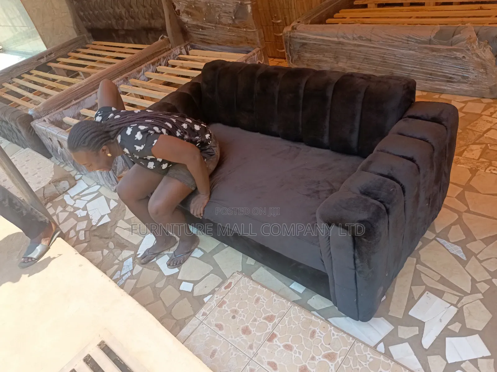 New Black Double Seater Sofa . Free Delivery