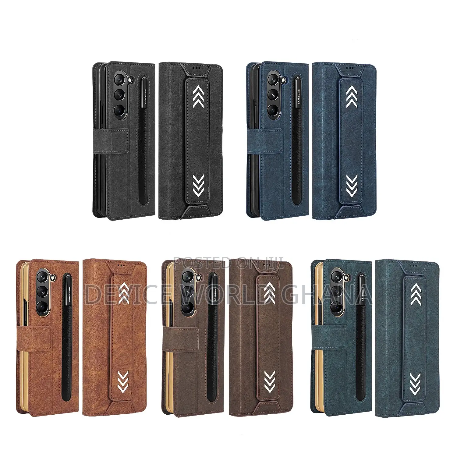 Zipp Retro Leather Flip Case for Samsung Z Fold 7 6 5 4 3