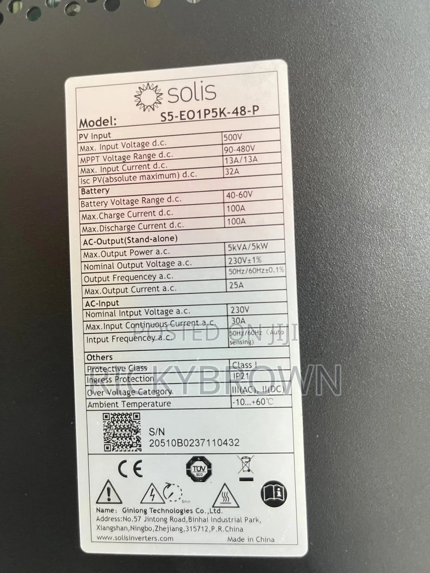 48v 5000 Watts Solis Solar Hybrid Inverters