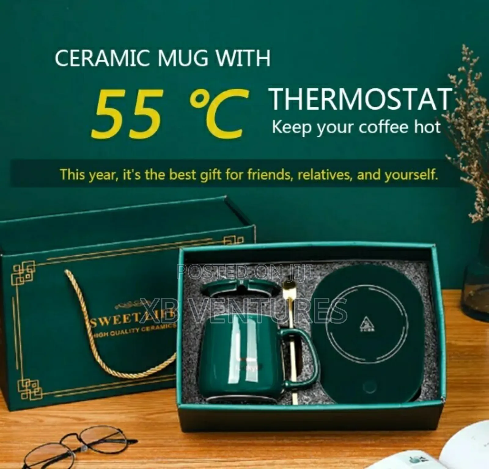 Ceramic Coffee Cup + Automatic Heating Pad Energy Saving