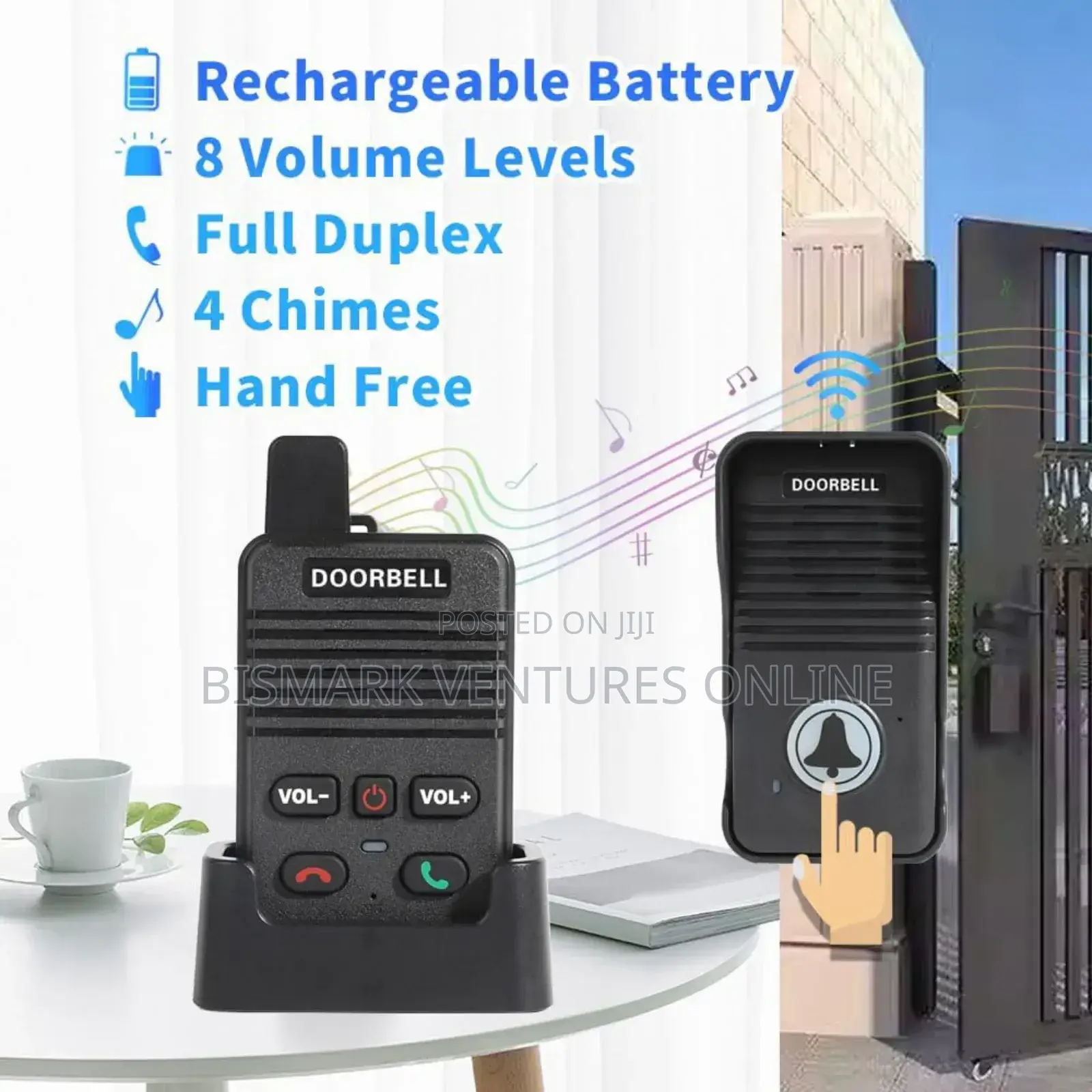 1000ft Range Two Way Intercom Audio Wireless Doorbell