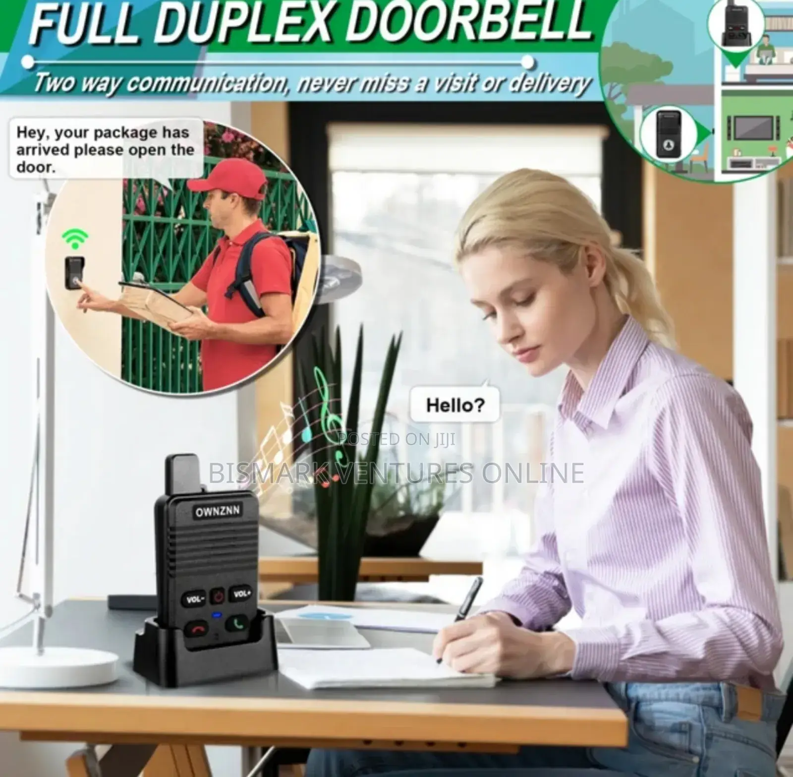 1000ft Range Two Way Intercom Audio Wireless Doorbell