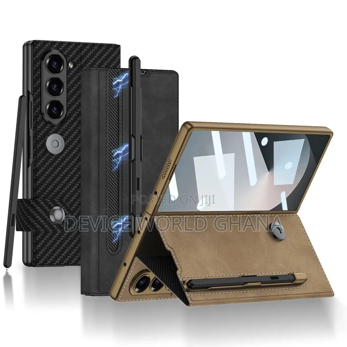 Nuback Leather Flip Case for Samsung Z Fold 6 With Pen Slot