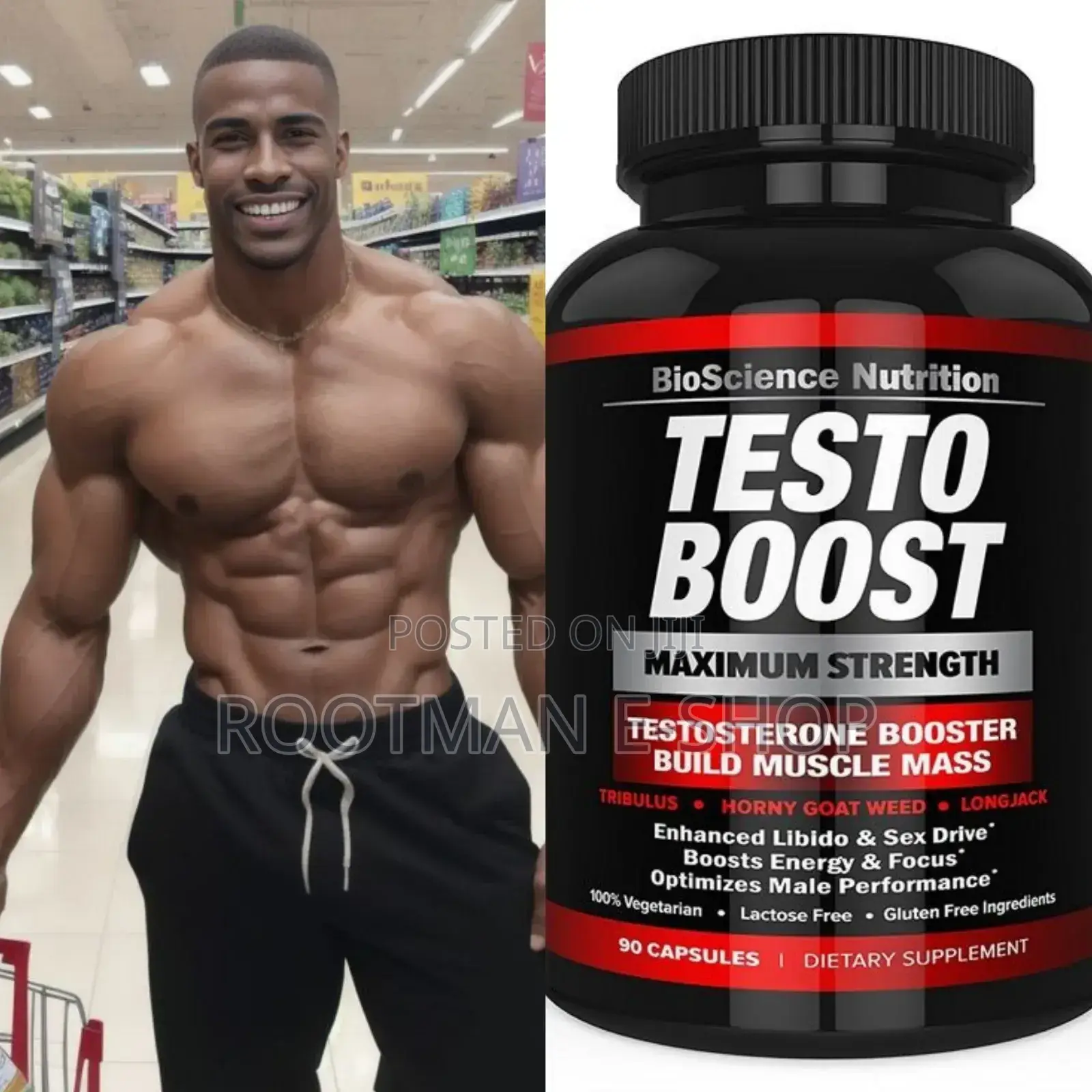 Testoboost ( Testosterone Booster Build Muscle Mass) 60 Caps