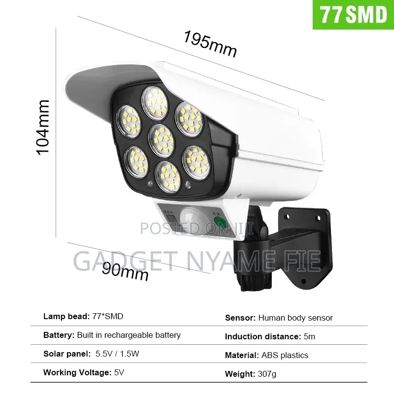 Outdoor Solar Lamp With Remote Control / Fake Camera