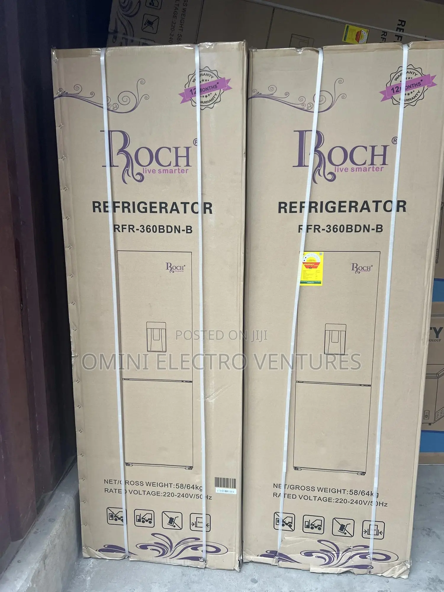 Brand New Roch Double Door Mirror Fridge With Dispenser