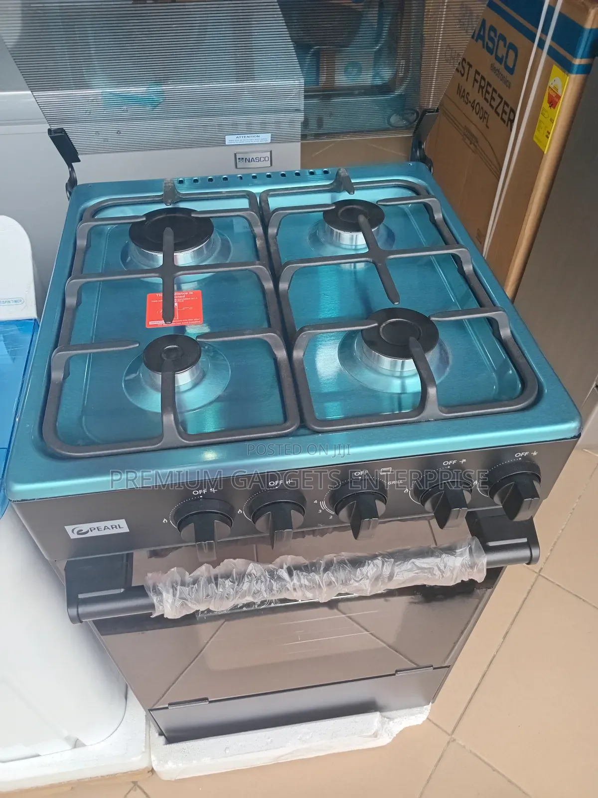 Rust Resistant Pearl 50x55cm Gas Oven 4 Burners, Grill,