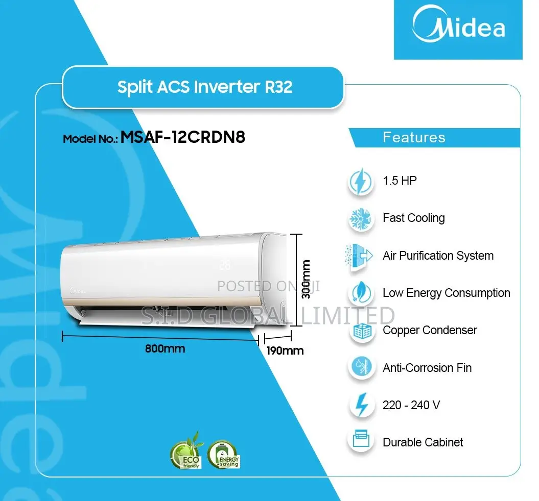 Original MIDEA-1.5HP-SPLIT-AC-R32-INVERTER-MSEP